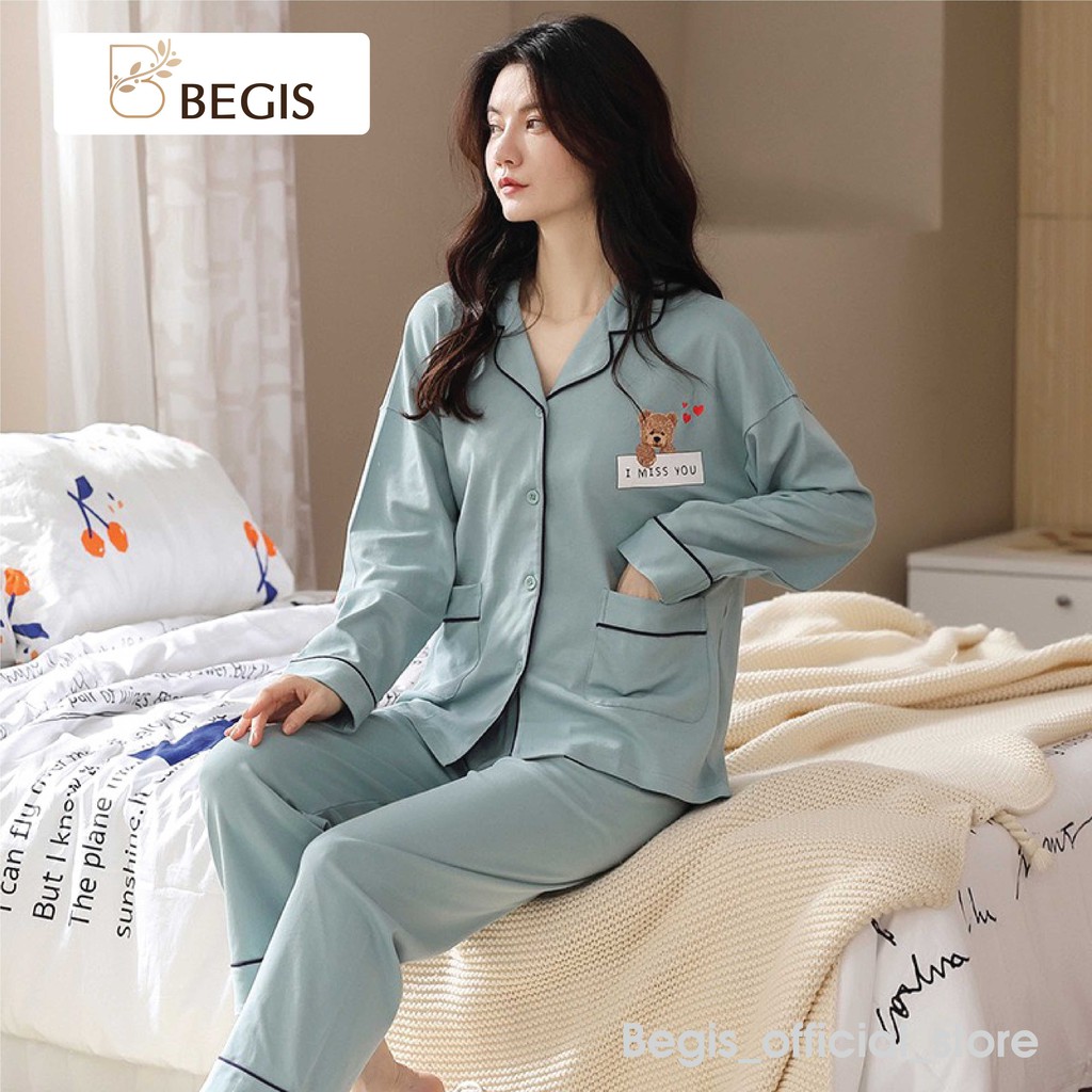 Bộ mặc nhà thu đông dài tay đồ ngủ pyjama cotton cao cấp CTDD02