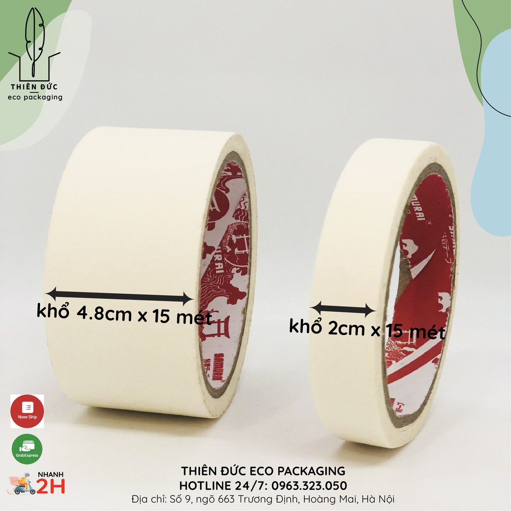 BĂNG DÍNH GIẤY chặn màu nước, màu acrylic, sơn KHỔ 2CM & 4.8 CM - 15 MÉT DÀI – CHẤT LƯỢNG CAO, GIÁ NHÀ MÁY