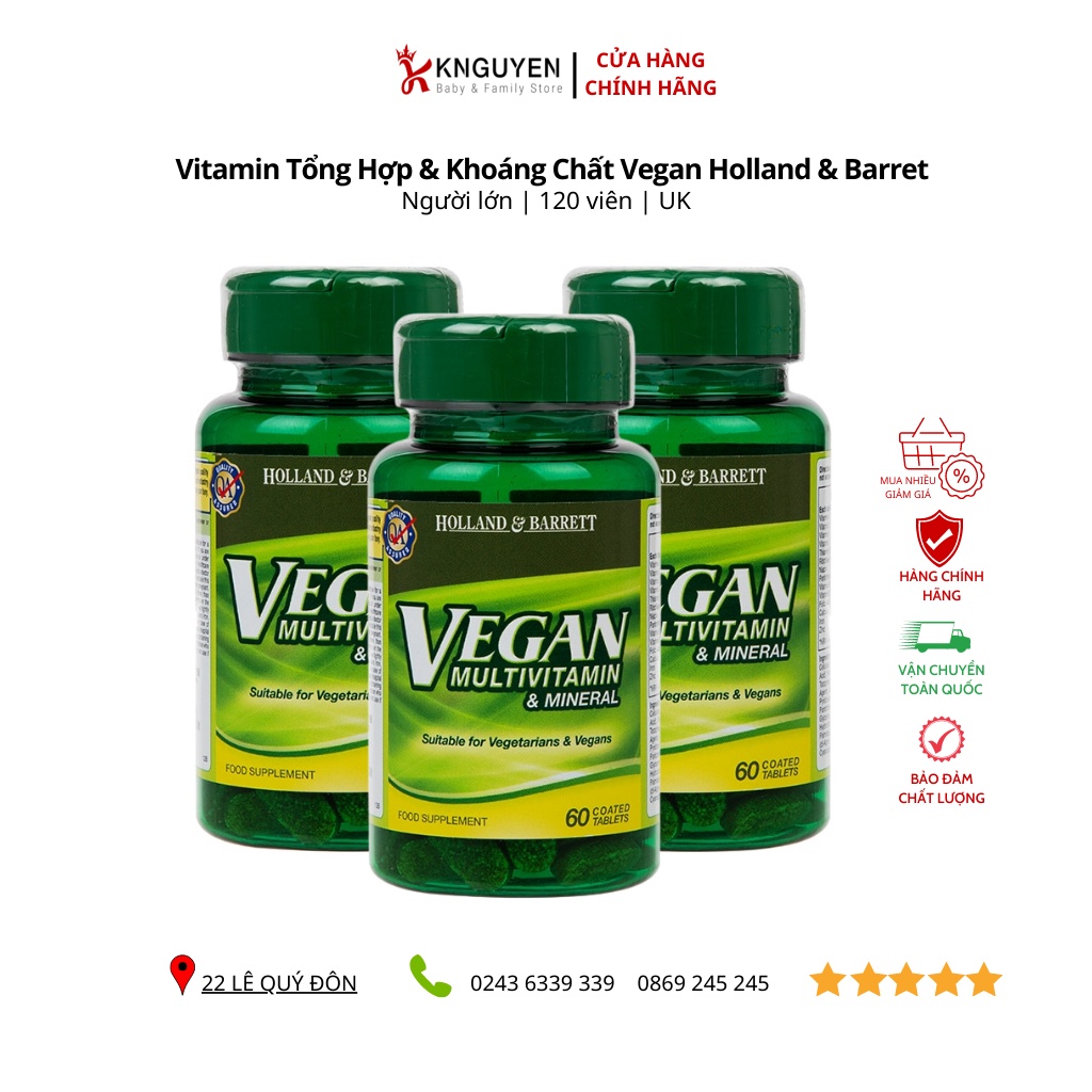 Viên Uống Vegan Multi Vitamins Holland & Barrett Bổ Sung Vitamin Tổng Hợp Khoáng Chất Thuần Chay