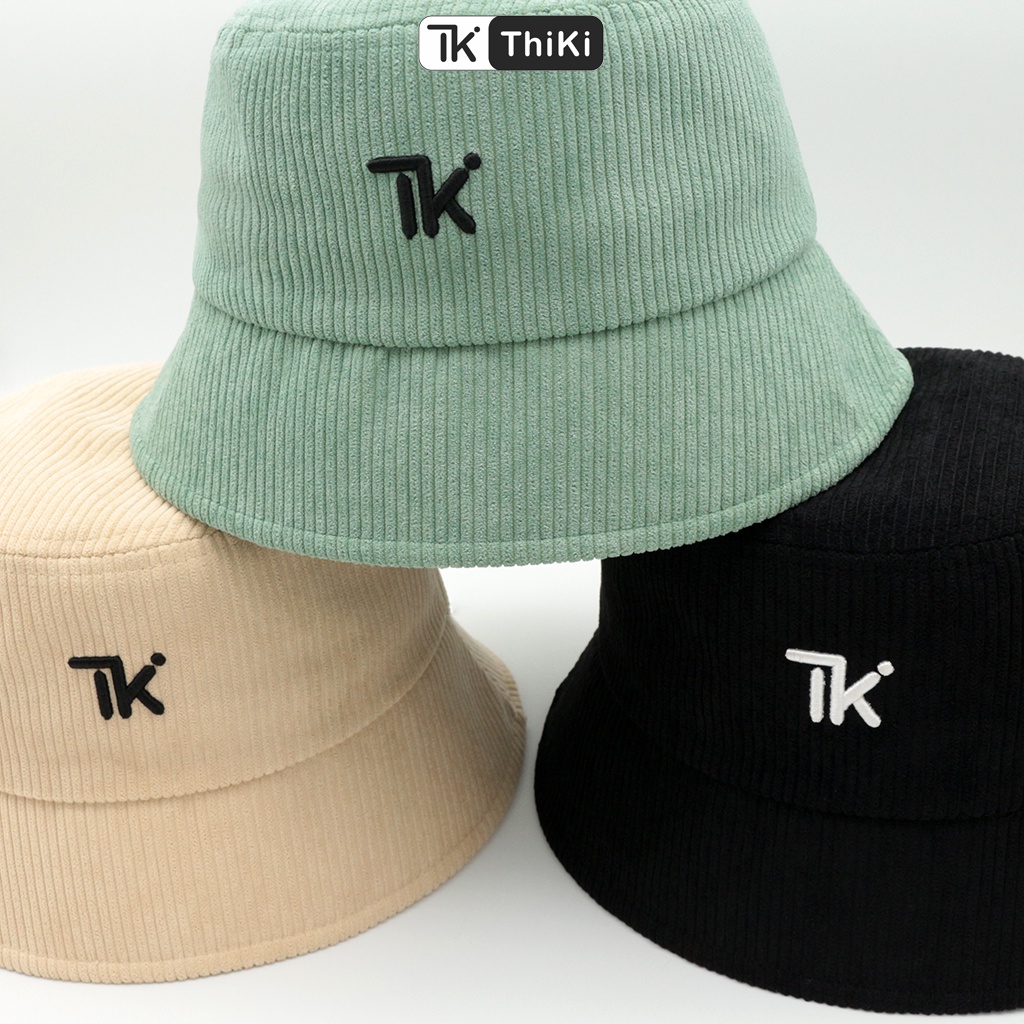 Nón Bucket Preppy nhung tăm THIKI chính hãng