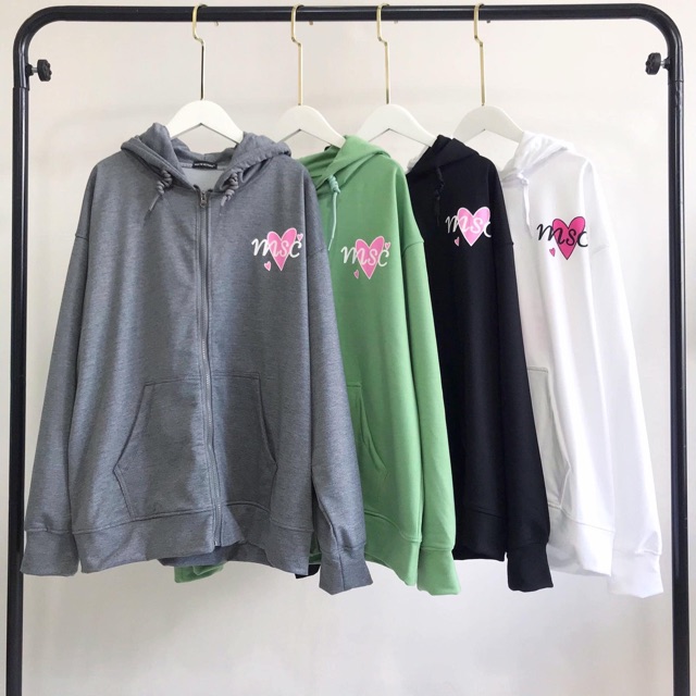 Áo Hoodie Zip Tim MSC Chữ Hàn Ulzzang Ảnh Thật