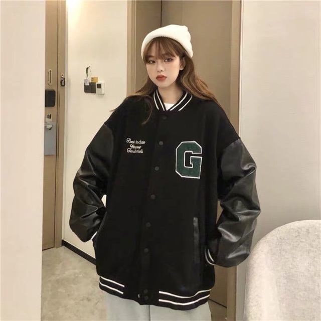 ORDER ÁO BOMBER JACKETS PHỐI TAY DA ẤM UNISEX CÁ TÍNH ULZZANG