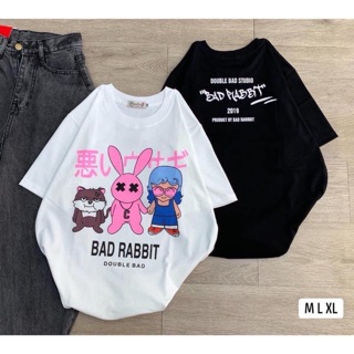 Ảnh thật áo phông bad rabbit (SỈ 29K)2 màu form rộng giấu quần cotton