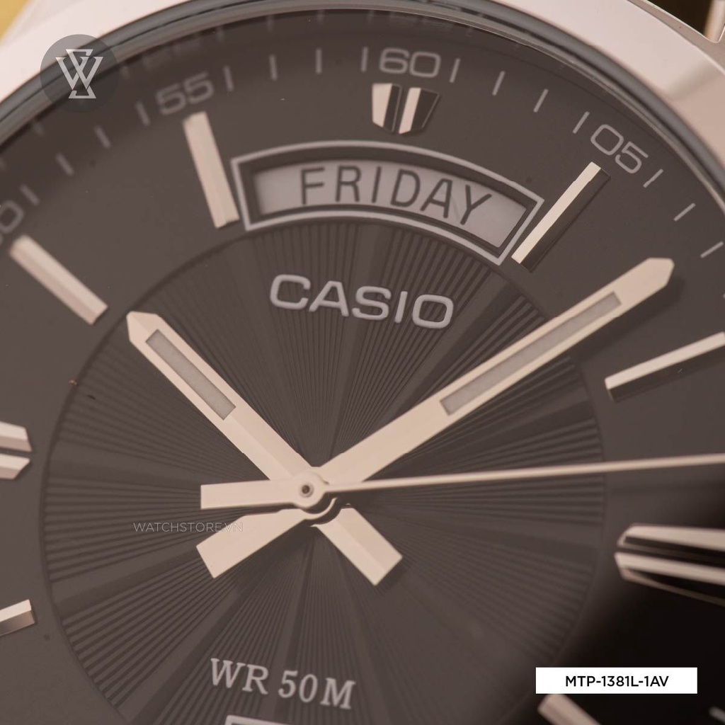 Đồng Hồ Quartz Nam Casio WATCHSTORE MTP-1381L-1AVDF Thiết Kế Mặt Kính Khoáng 40mm, Dây Da Đen Và Vỏ Thép Không Gỉ