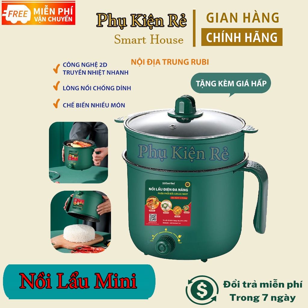 Nồi Lẩu Điện Mini, Nấu Mì 2 Tầng Kèm Giá Hấp Đa Năng Nướng, Luộc, Chiên Chống Dính Vấn Đá Tiện Lợi, Ca nấu mì mẫu mới