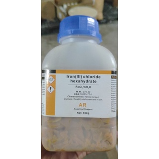 Hoá chất Iron chloride hexahydrate FeCl3.6H2O 10025-77-1 lọ 500g sắt clorua FeCl3