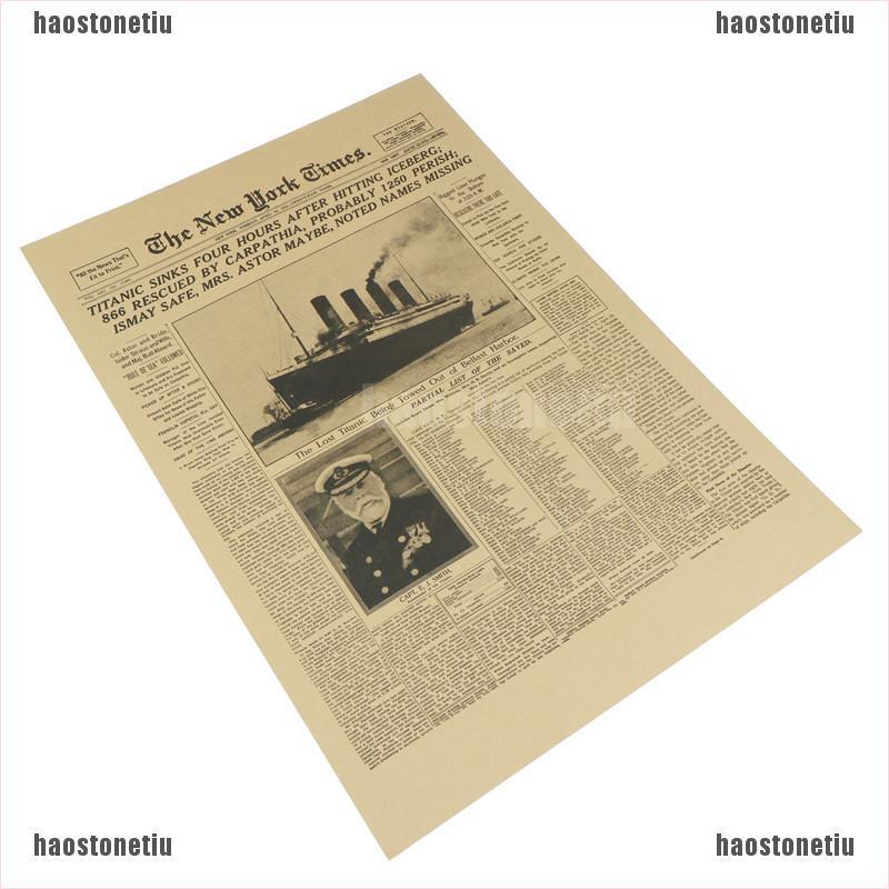 (tiu) Poster Giấy kraft Treo Tường Quầy bar Lịch Sử Cổ Điển new york times