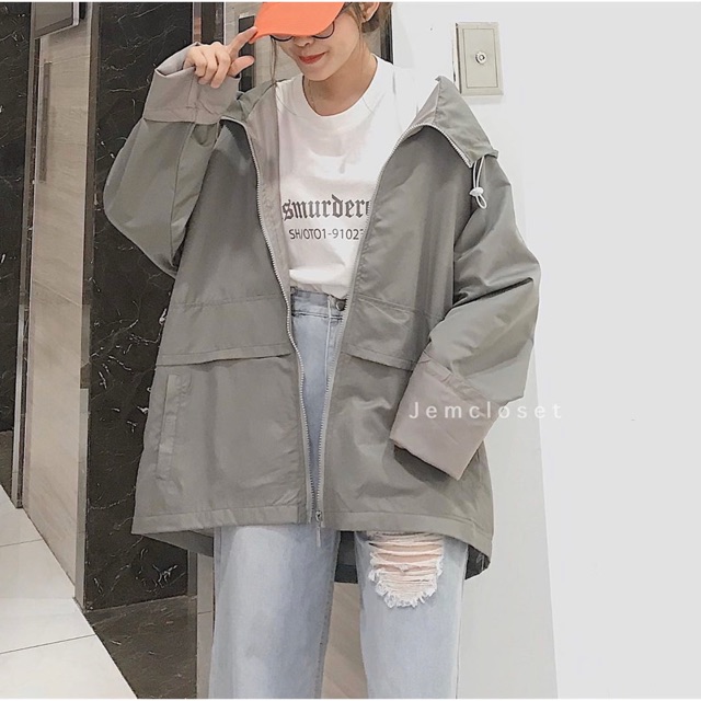 Áo khoác gió unisex túi hộp 2 màu dưới 75kg hot hit