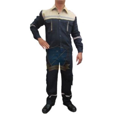 Quần áo bảo hộ lao động pha màu vải bạt dày chống cháy màu tím than