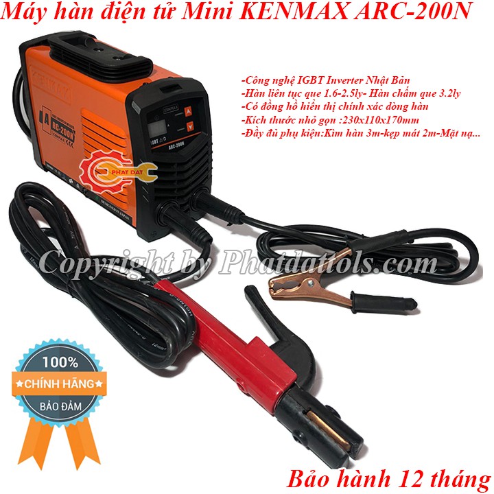 Máy hàn điện tử mini KENMAX ARC-200N-Công nghệ Nhật Bản-Bảo hành chính hãng 12 tháng-Đầy đủ phụ kiện