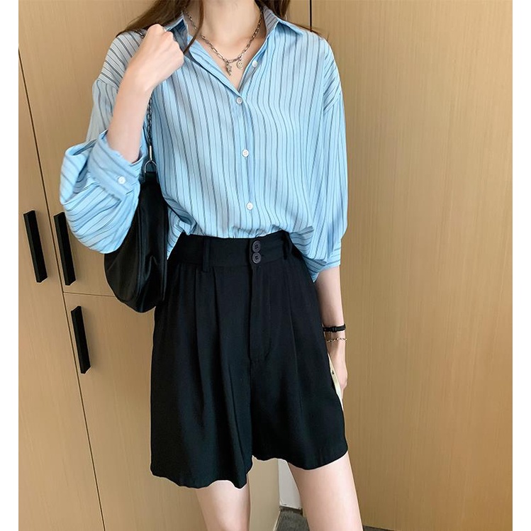 Áo Sơ Mi Nữ Dáng Rộng Họa Tiết Sọc Kiểu Dáng Mới