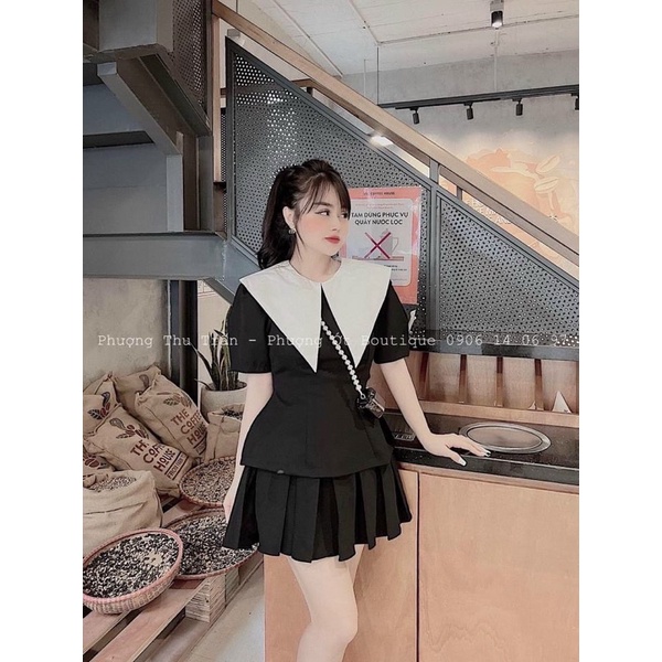 Set cổ nhọn trắng