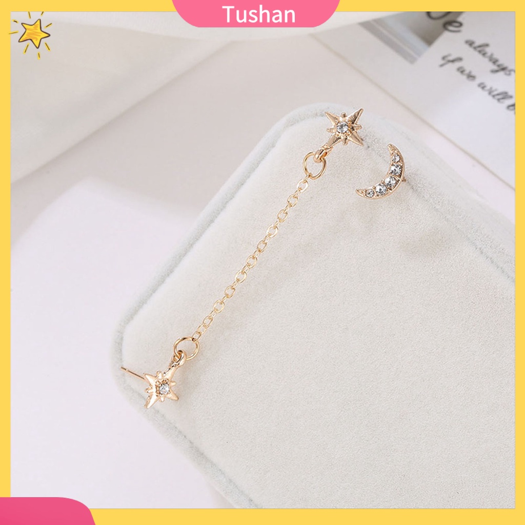 Đôi khuyên tai hình trăng sao đính đá thời trang cho nữ