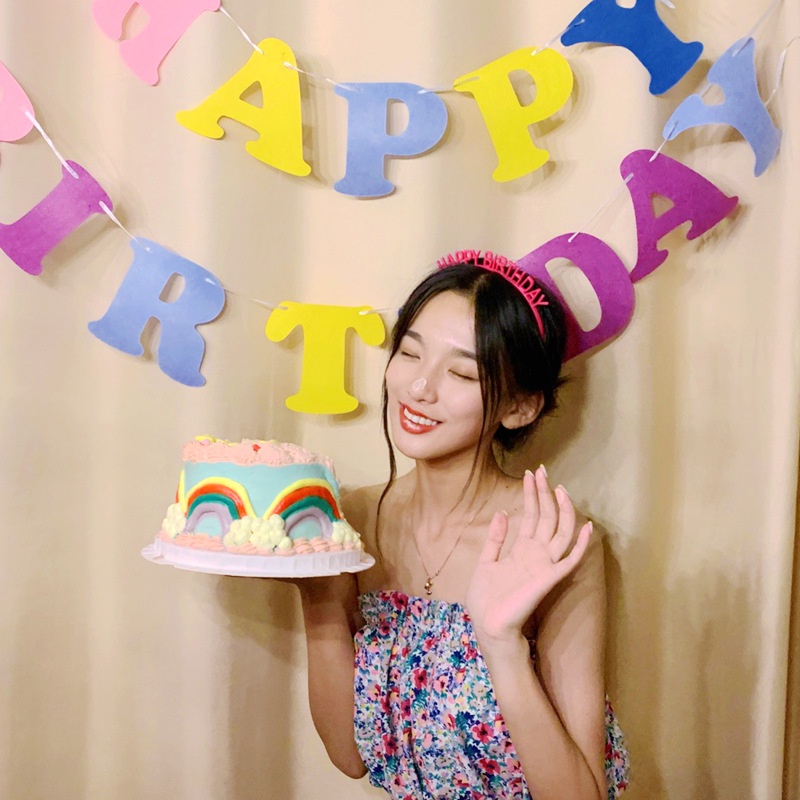 Băng đô cài tóc thiết kế chữ cái Happy Birthday bằng nhựa đàn hồi màu sắc kẹo ngọt phong cách Hàn Quốc thời trang cho nữ
