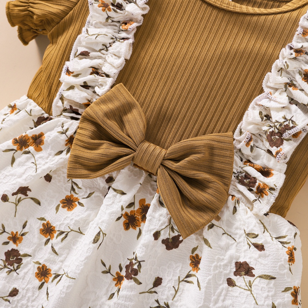 Áo liền quần BCBL giả hai lớp in họa tiết hoa thời trang mùa hè xinh xắn đáng yêu dành cho bé gái 0-18 tháng tuổi