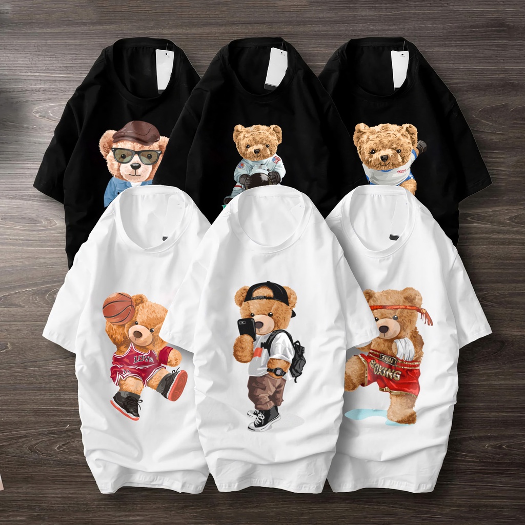 Áo thun nam cổ tròn GẤU BEAR NHIỀU MẪU ngắn tay cotton 100% KENSTORE89 ATK009