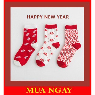 Set 3 đôi vớ tất hạnh phúc song hỉ, đại cát đỏ cá tính TN115