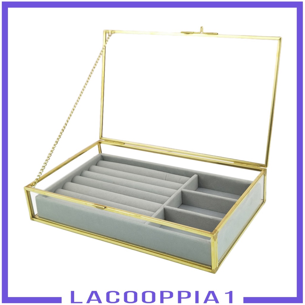 [Lacooppia1] Hộp Đựng Trang Sức Bằng Thủy Tinh Phối Nhung