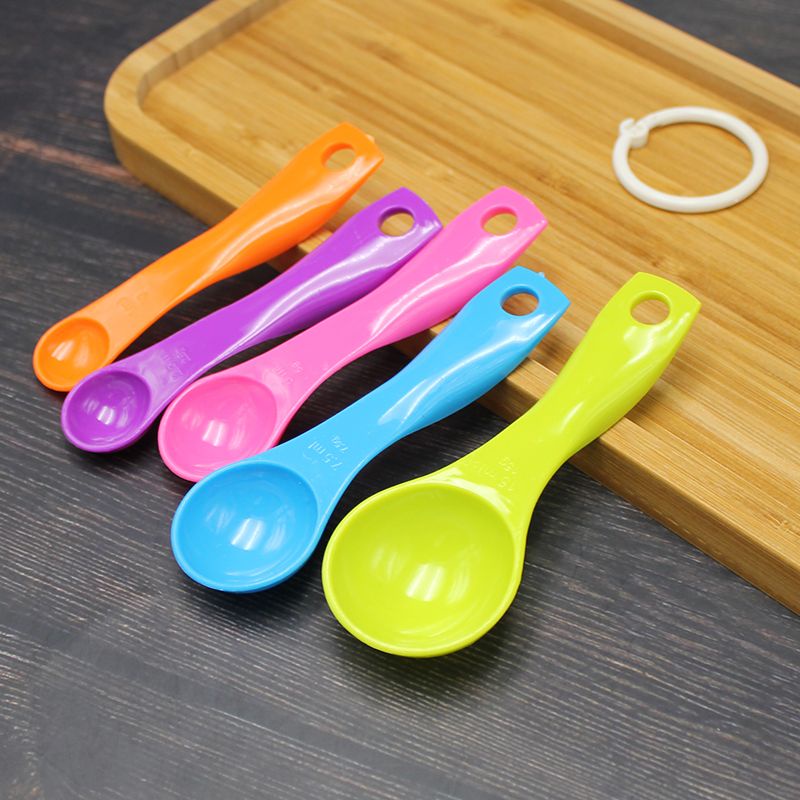 Set 5 thìa đong nhà bếp NHỰA pp màu sắc cầu vồng xA6