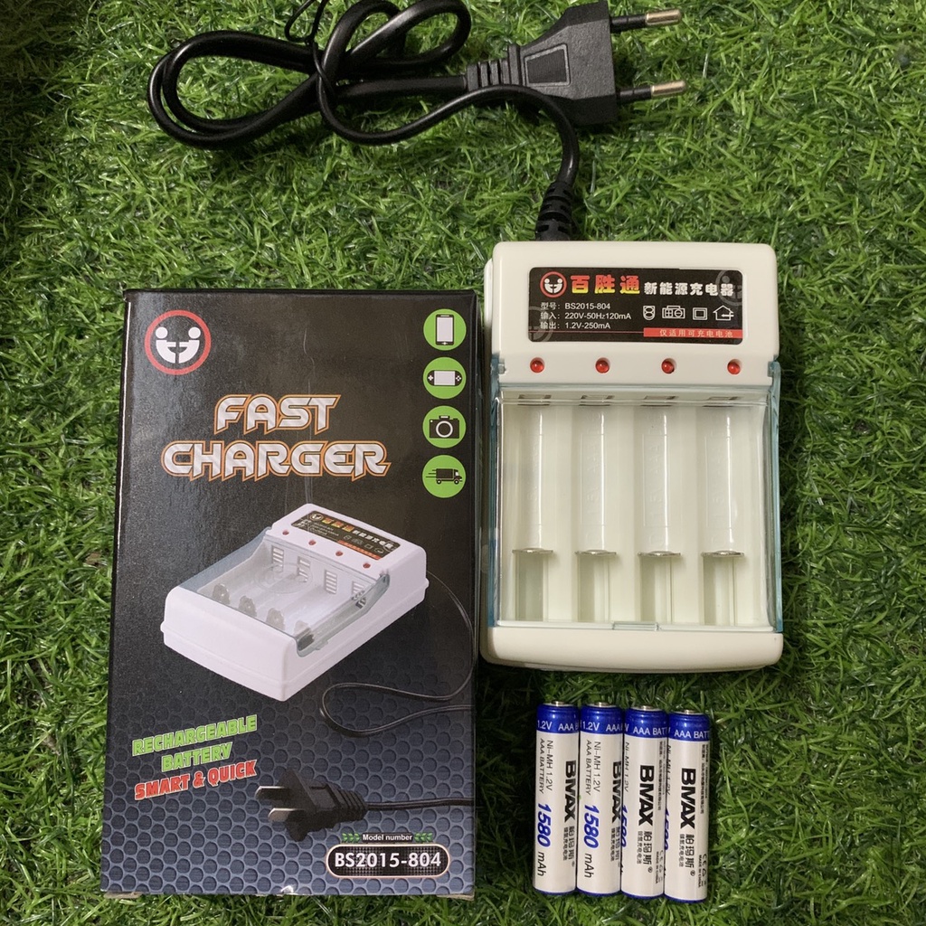 Bộ 4 Pin Tiểu Sạc AA/AAA 700mah, 1200mAh dùng điện 220V, Sạc Pin