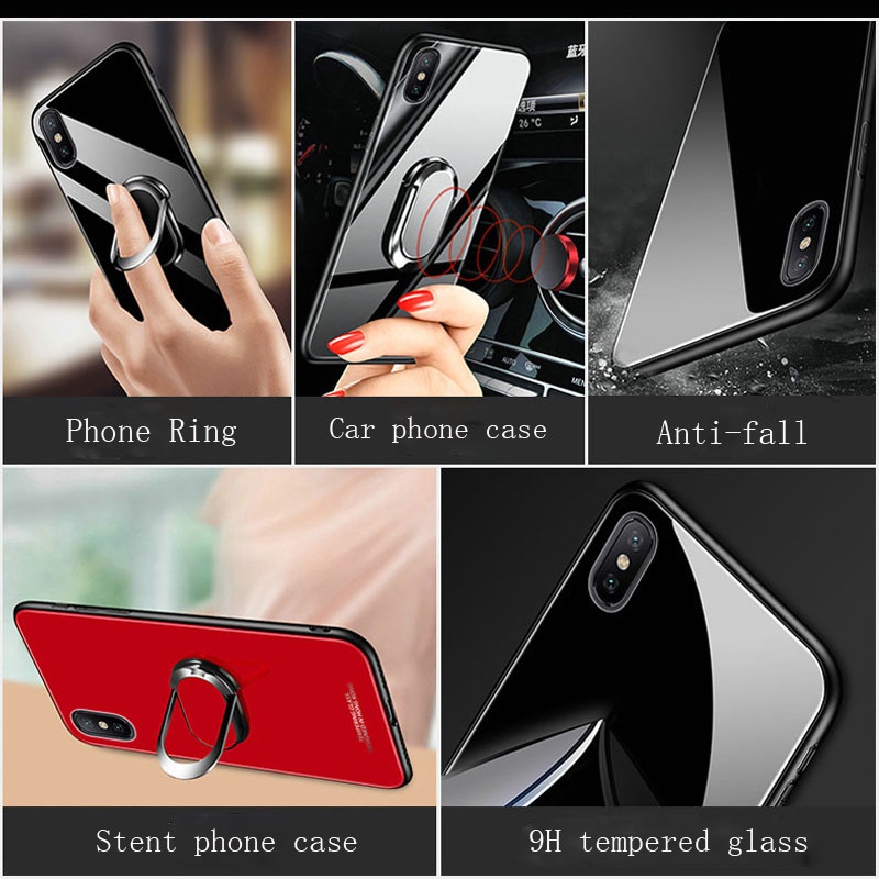 Ốp Điện Thoại Kính Cường Lực Màu Trơn Có Khuyên Nam Châm Xoay + Dây Đeo Vivo V23 Pro 5G V2132 Vivo V23E V21E V20SE V19