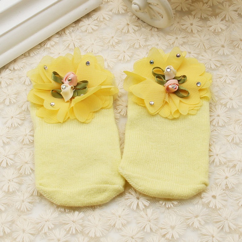 Vớ cotton phối ren hoa kiểu dáng công chúa đáng yêu dành cho bé gái