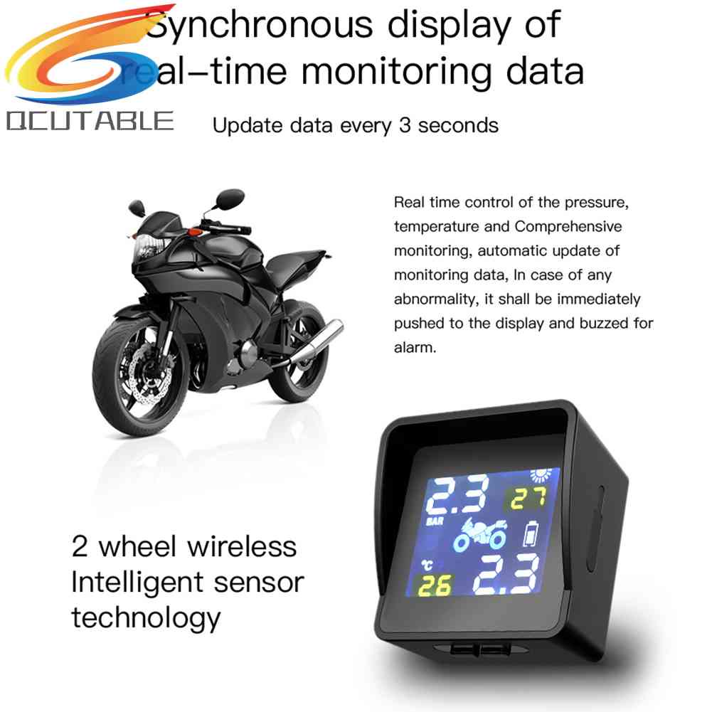 Hệ Thống Báo Động Áp Suất Lốp Xe Máy Năng Lượng Mặt Trời TPMS Với 2 Cảm Biến