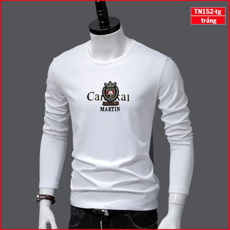 Áo thun nam tay dài TN152 logo khiên vải sợi tre tổng hợp bảo vệ môi trường | BigBuy360 - bigbuy360.vn