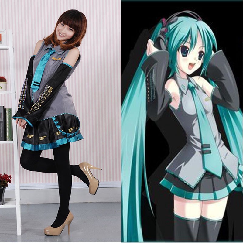 Japan Anime Hatsune Miku VOCALOID Cosplay Costume Wig Tops Skirts