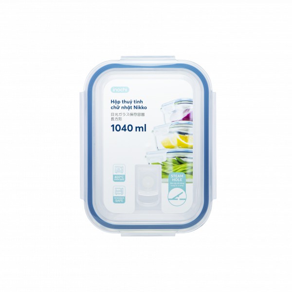 Hộp chữ nhật thủy tinh đựng thực phẩm Inochi cao cấp