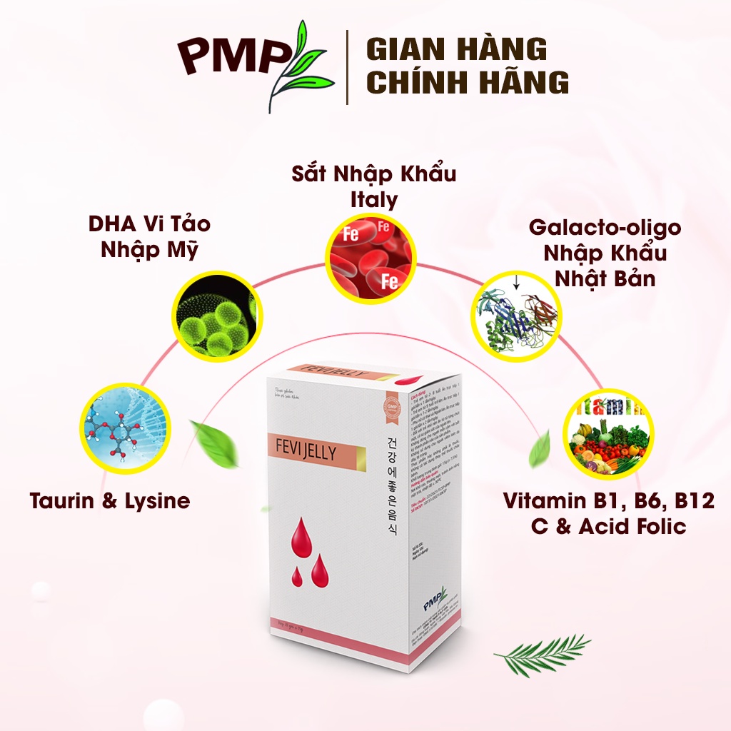 Thạch Sắt Hữu Cơ Fevi Jelly PMP Bổ Sung Sắt, DHA, Vitamin Thiết Yếu Cho Phụ Nữ Mang Thai, Trẻ em, Người Lớn