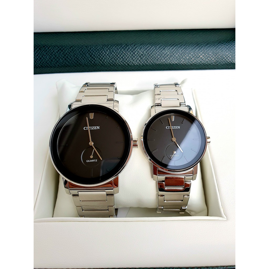 Đồng hồ cặp Citizen  BE9180-52E Nam -  EQ9060-53E Nữ - Máy Quartz - Kính khoáng cứng