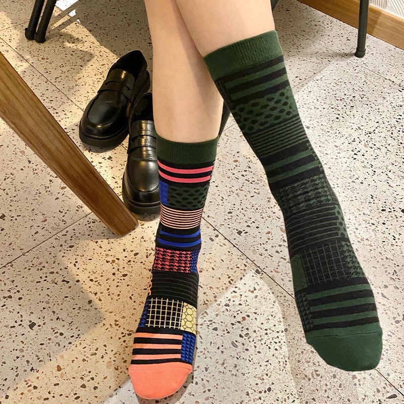 Vớ cotton nữ WAFNHA D128 cổ cao phong cách cổ điển