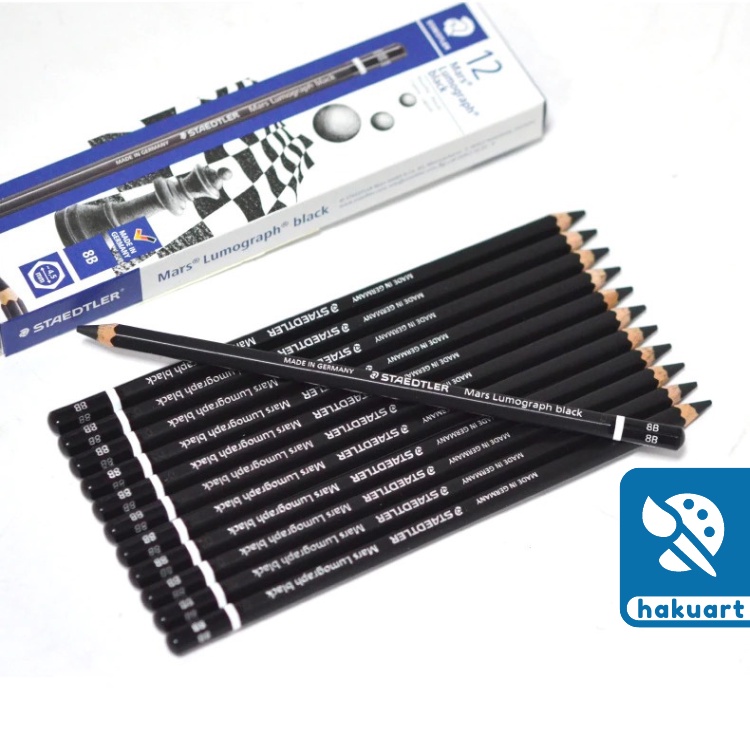 Bút chì gỗ vẽ phác thảo STAEDTLER Than đen vẽ truyền thần - Họa Cụ Hakuart