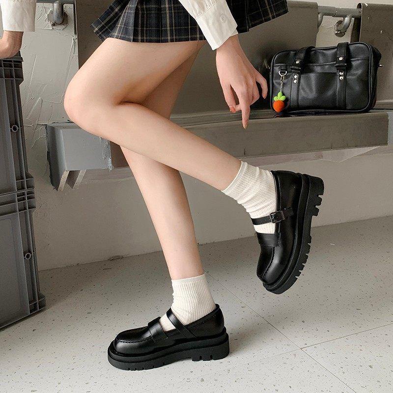 Giày Da Đế Dày Thời Trang Xuân Thu Phong Cách Nhật Bản 2022 Cho Nữ