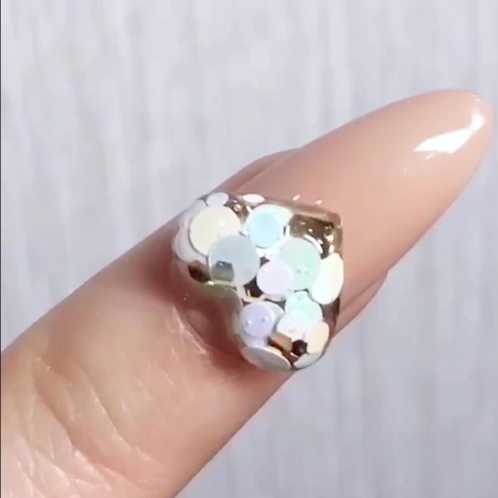 OCEANMAP Hộp Hạt Kim Sa Tròn Trang Trí Móng Tay