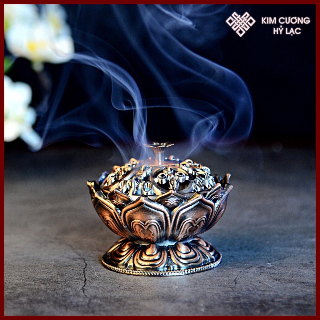 Lư Hương Đốt Trầm Lư Xông Trầm Hương  Hình Hoa Sen Cổ Điển
