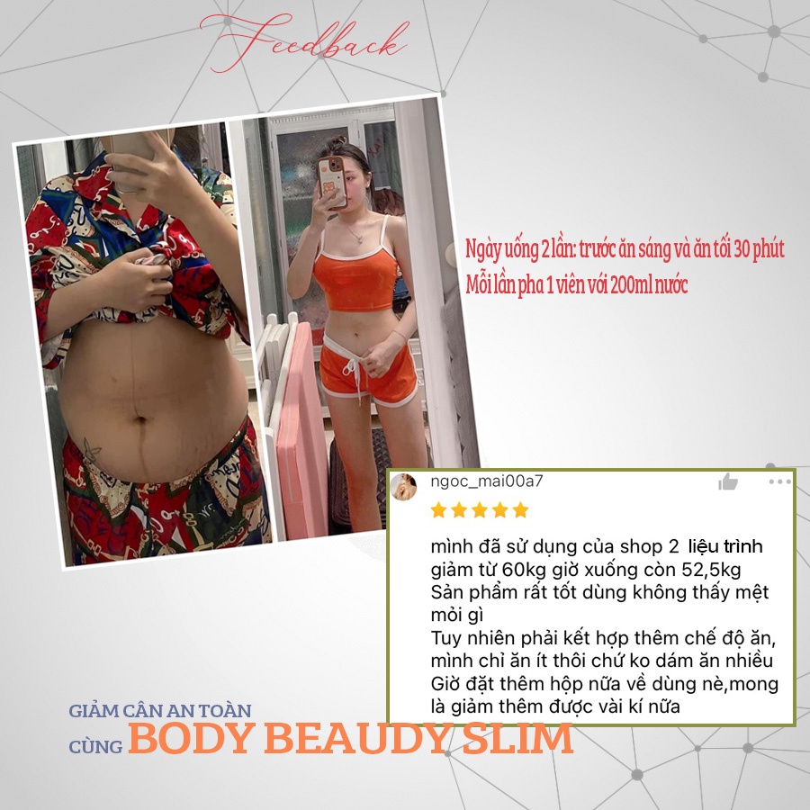 Viên sủi giảm cân cấp tốc BODY BEAUTY SLIM giảm béo detox an toàn chính hãng không phải thuốc giảm cân