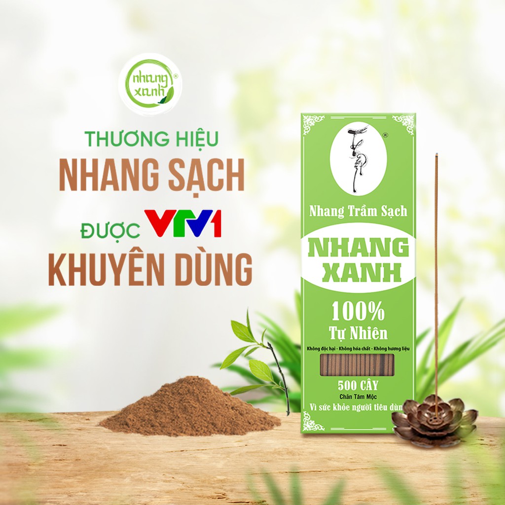 Nhang xanh - Nhang trầm sạch Organic 100% - Hộp 70 cây dài 30cm