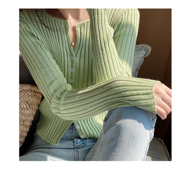 Áo Cardigan Dệt Kim Lụa Lạnh Mỏng Cổ V Dáng Ngắn Dễ Phối Đồ Cho Nữ | BigBuy360 - bigbuy360.vn