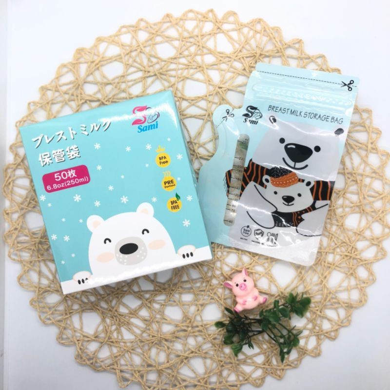 Hộp 50 Túi Trữ Sữa Sami Nhật Bản 120ml / 150ml / 200ml / 250ml / Có Vòi Rót Tiện Dụng