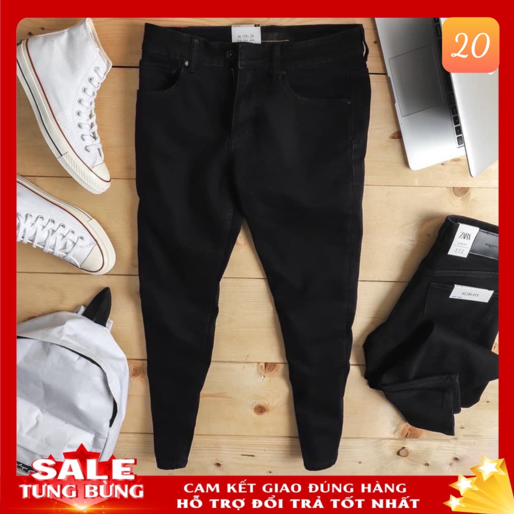 Quần jean nam rách vá màu đen đậm chất liệu bò cao cấp co dãn 4 chiều form dáng skinny Q4 kiểu mới