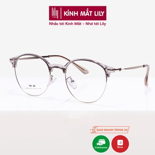 Gọng kính cận nam nữ LILYEYEWEAR mắt kính tròn gọng kính kim loại màu sắc thời trang 2736