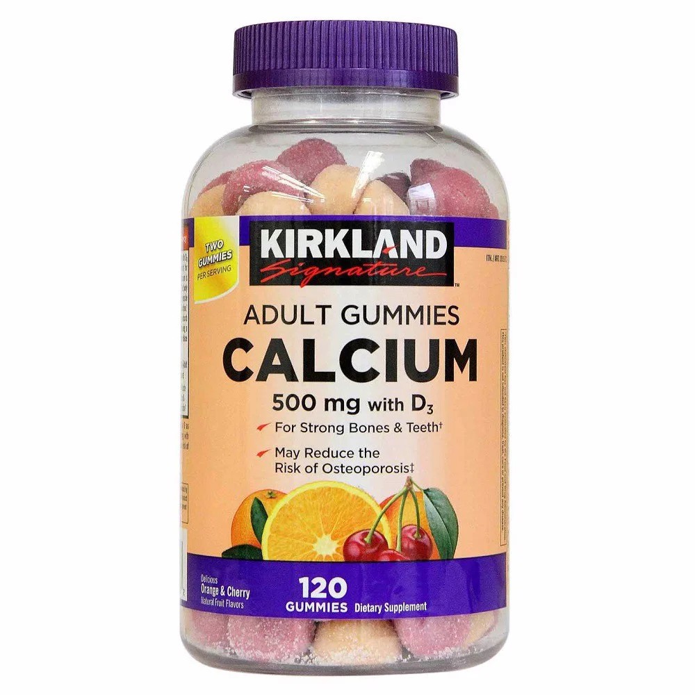 [Date 9/2021] Kẹo Bổ Sung Canxi Kirkland Signature Calcium 500mg With D3 Adult 120 Viên