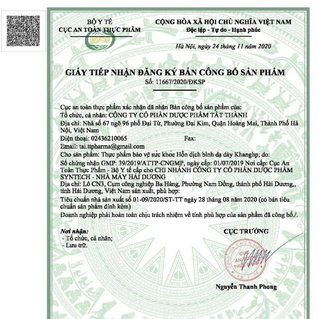 Bảo Vệ Niêm Mạc Dạ Dày Hỗn Dịch Bình Dạ Dày KhangHP – 15 gói / 15ml