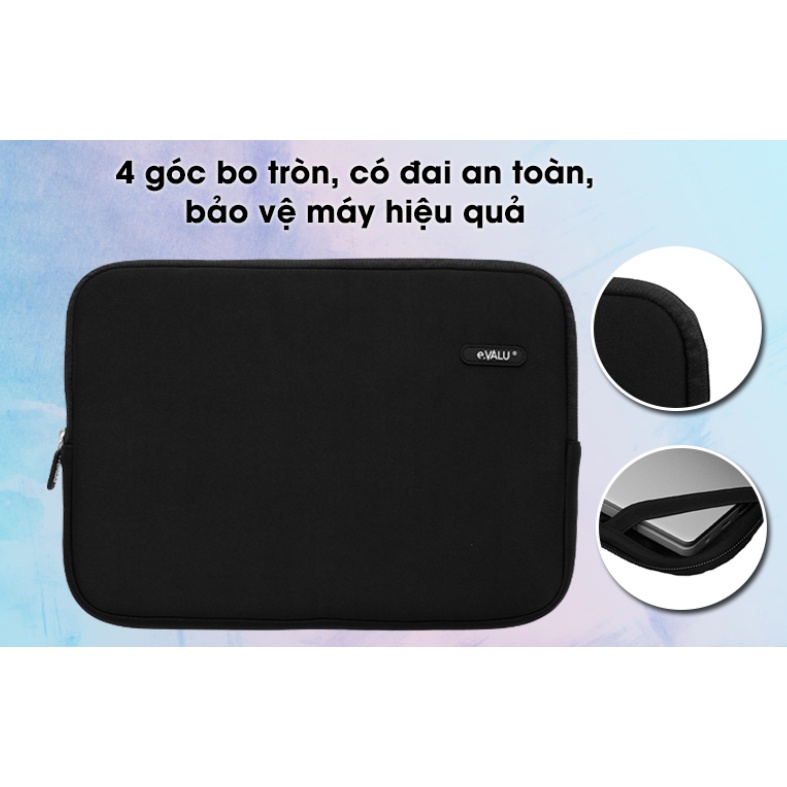 Túi chống sốc Laptop 13.3 inch, 14 inch eValu LMP-T002A Đen, Nhỏ Gọn, Tiện Lợi, An Toàn, thời trang
