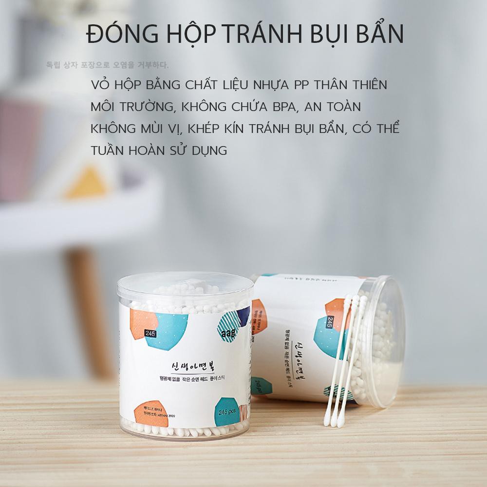 [Mã FMCGMALL - 8% đơn 250K] Tăm bông trẻ em AAG 242 cao cấp 180pcs cho bé