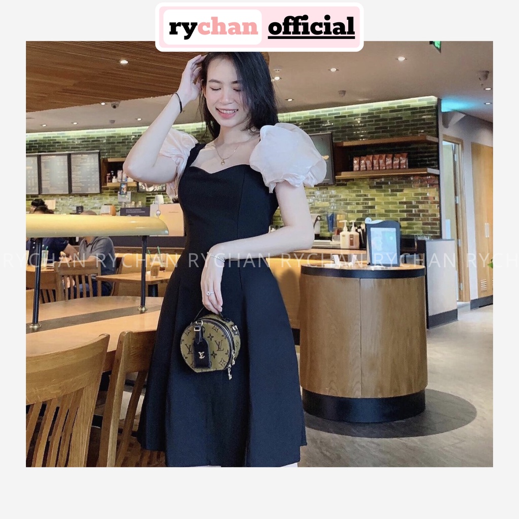 DX279 - Đầm Xòe Tay Lưới Phồng