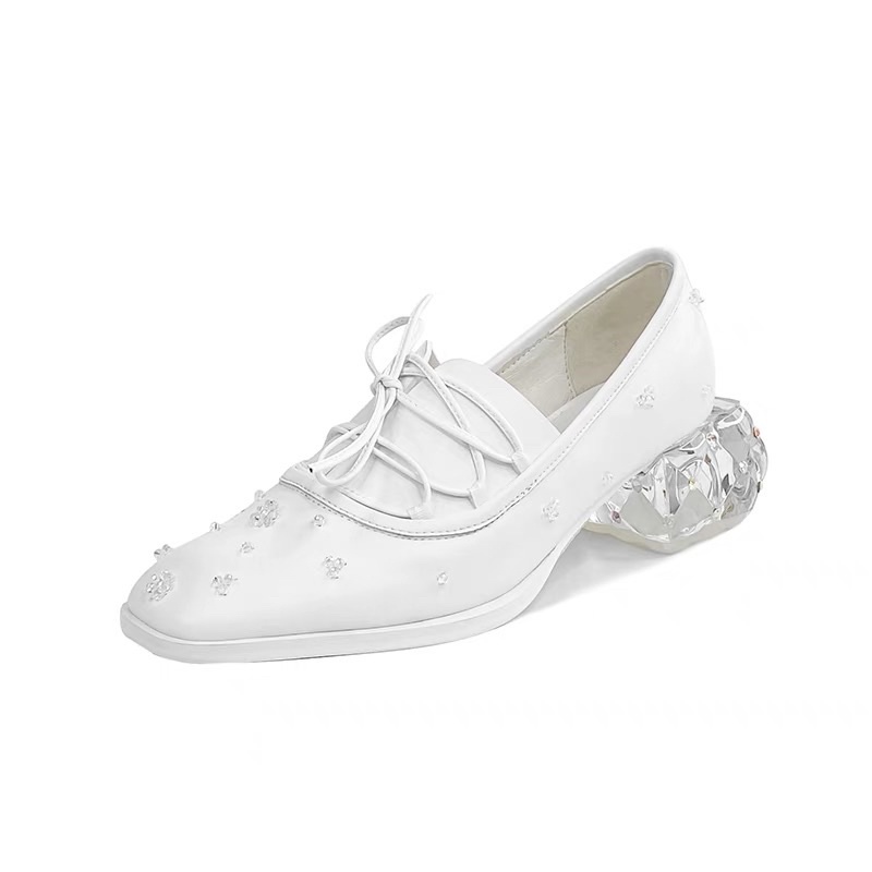 Giày thiết kế local Trung Xiaoerlang gót pha lê đính đá