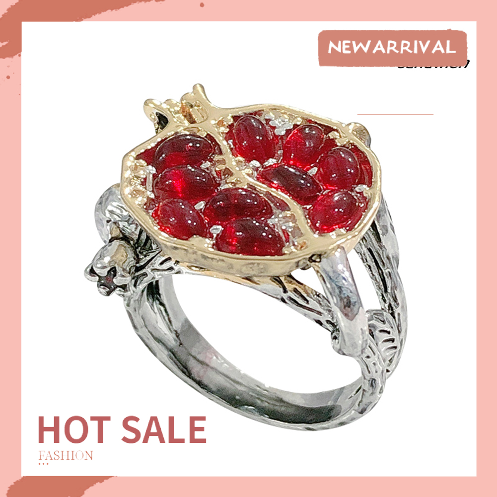 Nhẫn Hợp Kim Đính Đá Garnet Giả Phong Cách Vintage Cho Nữ